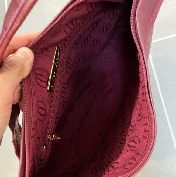 Cartier Burgundy Wine Women's Vintage Leather Crossbody Gold Hardware ✨️ - Picture 13 of 14
